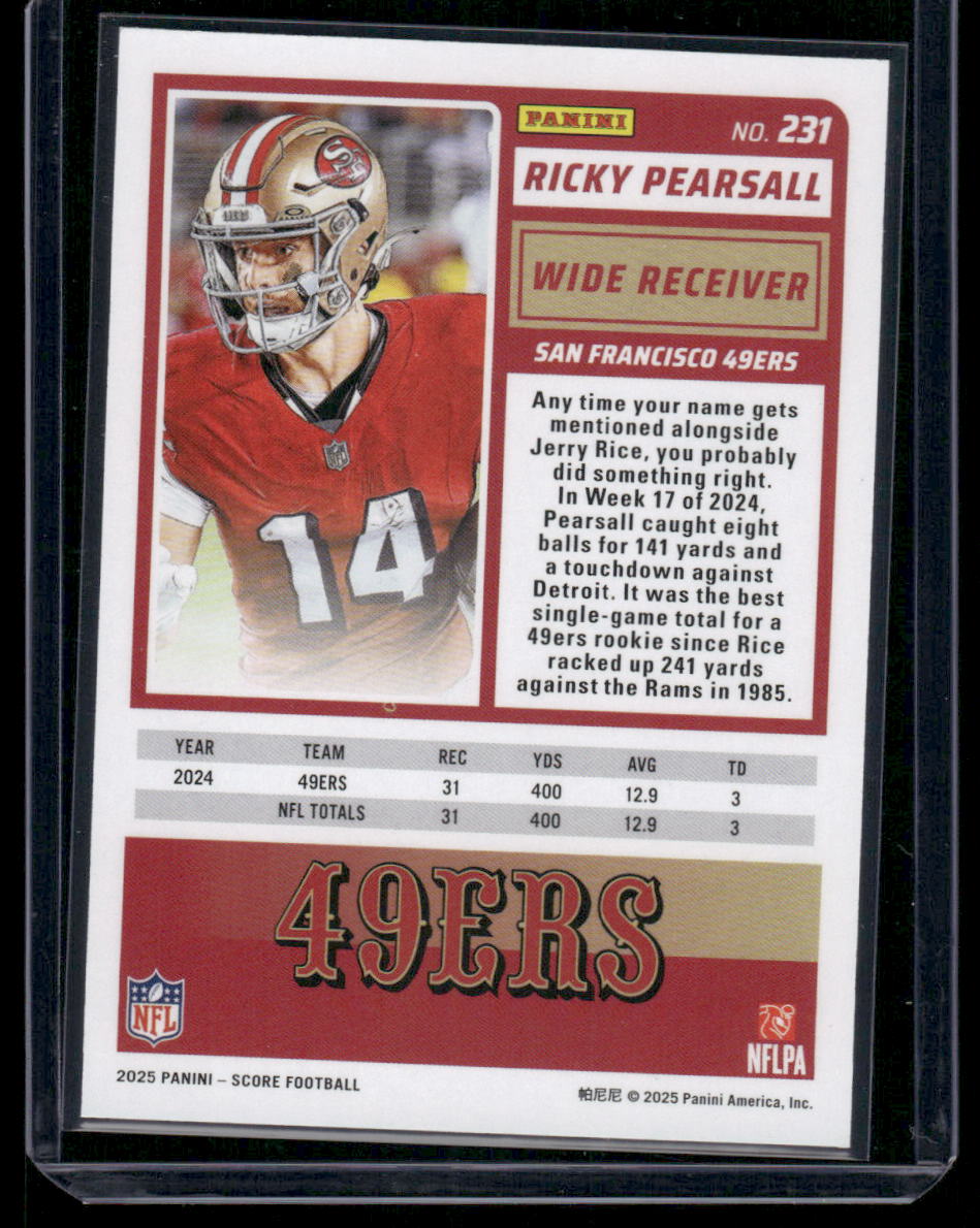 2025 Panini Score Ricky Pearsall #231 Football