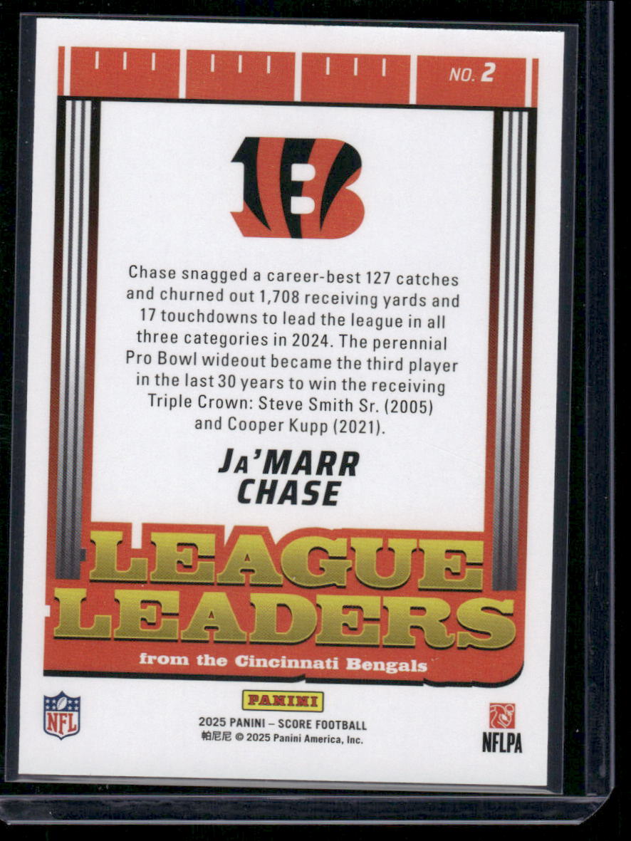 2025 Panini Score League Leaders Ja'Marr Chase #2 Football