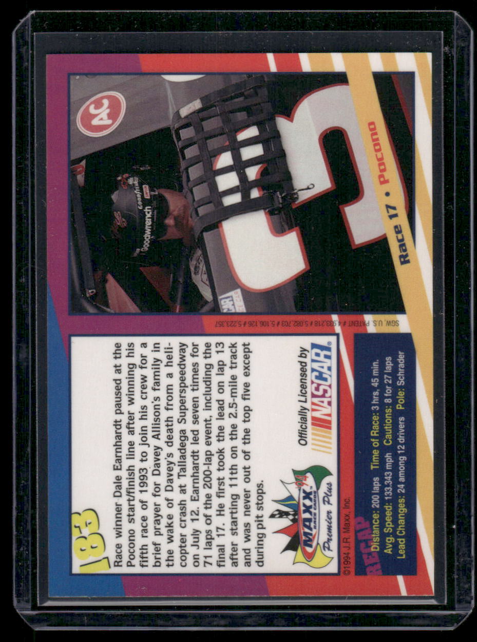 1994 Maxx Premier Plus Dale Earnhardt #183 NASCAR