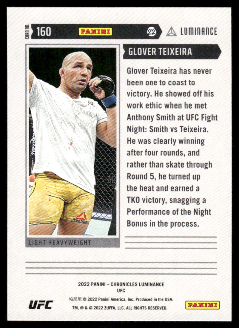 2022 Panini Luminance UFC Glover Teixeira #160 Light Heavyweight (MMA)