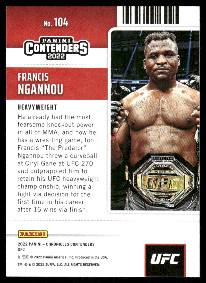 2022 Panini Contenders Francis Ngannou #104 Mixed Martial Arts (MMA)