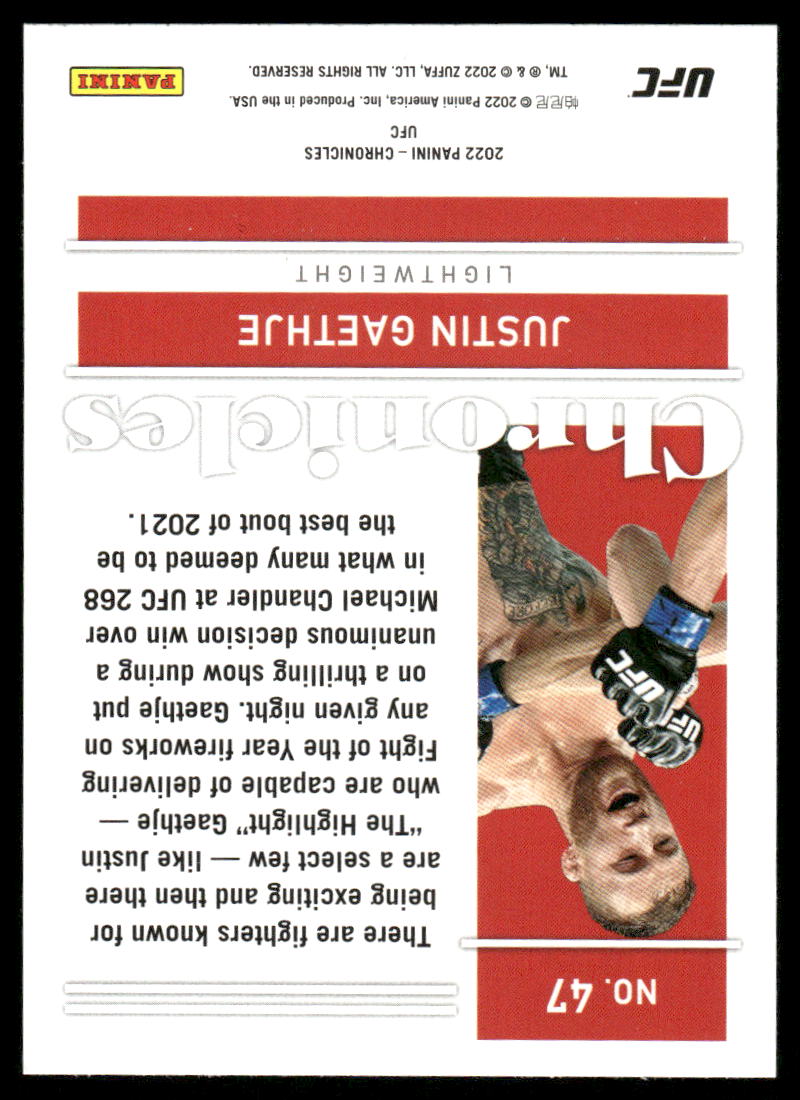 2022 Panini Chronicles UFC Justin Gaethje #47 Mixed Martial Arts (MMA)