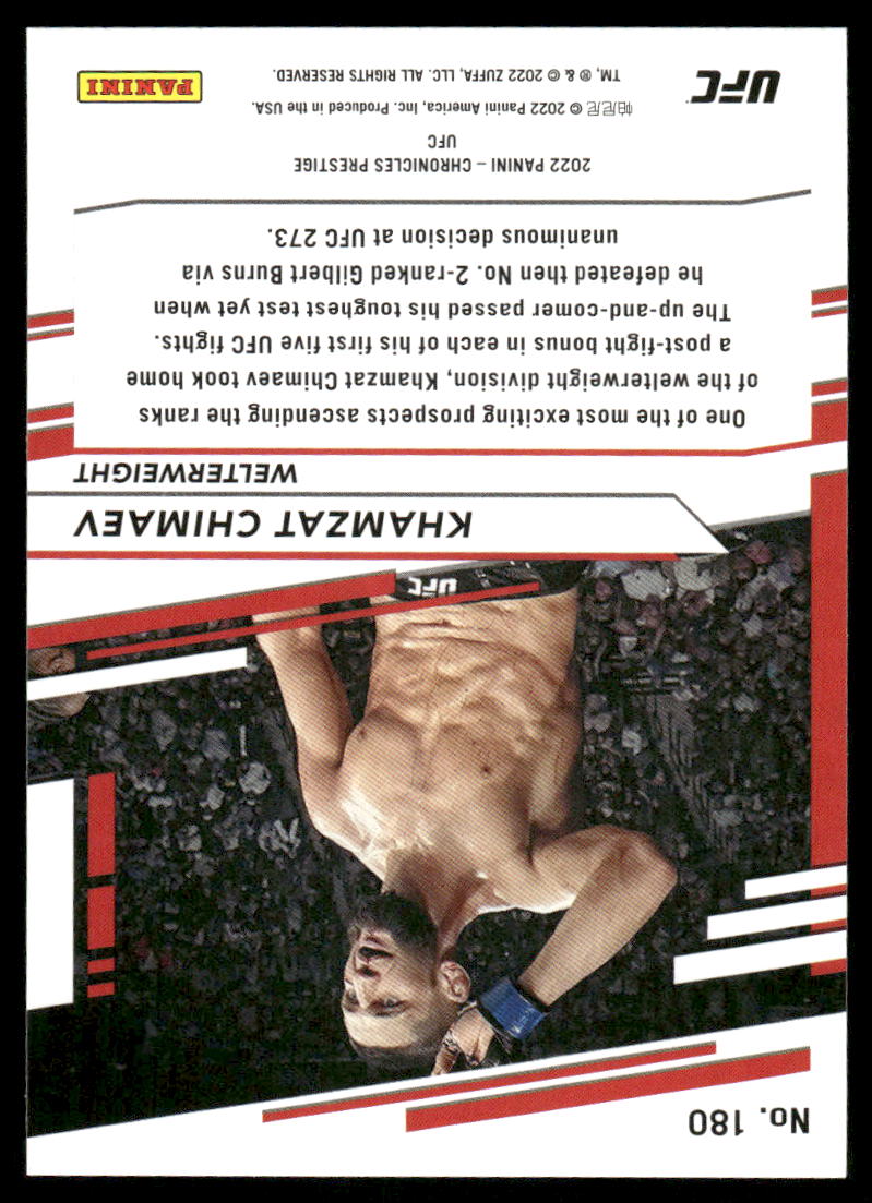 2022 Panini Prestige Khamzat Chimaev #180 Mixed Martial Arts (MMA)