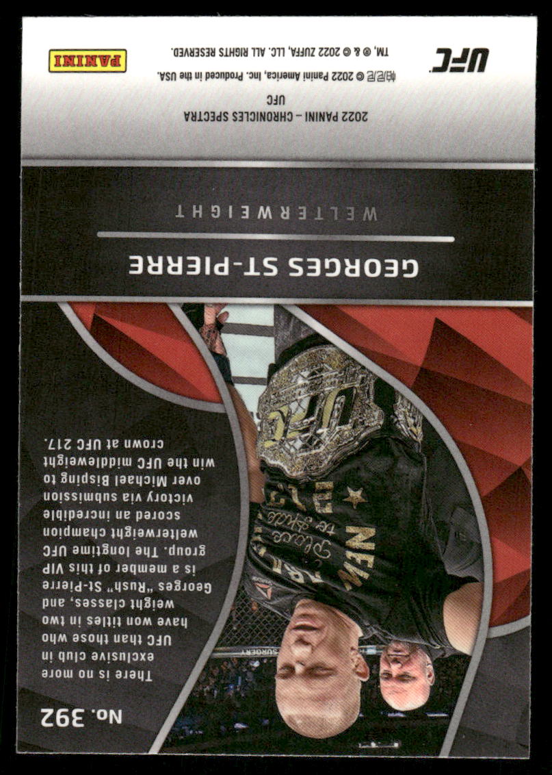 2022 Panini Chronicles Spectra UFC Georges St-Pierre #392 Mixed Martial Arts