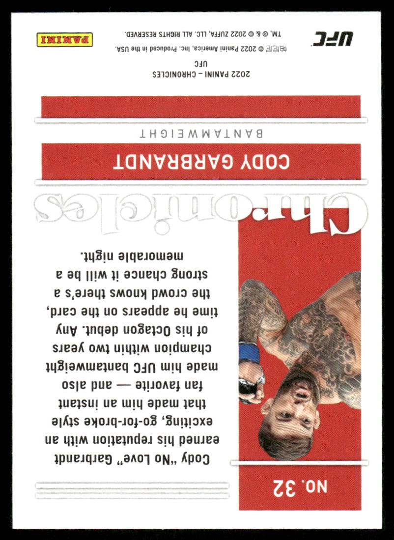 2022 Panini Chronicles UFC Cody Garbrandt #32 Mixed Martial Arts (MMA)