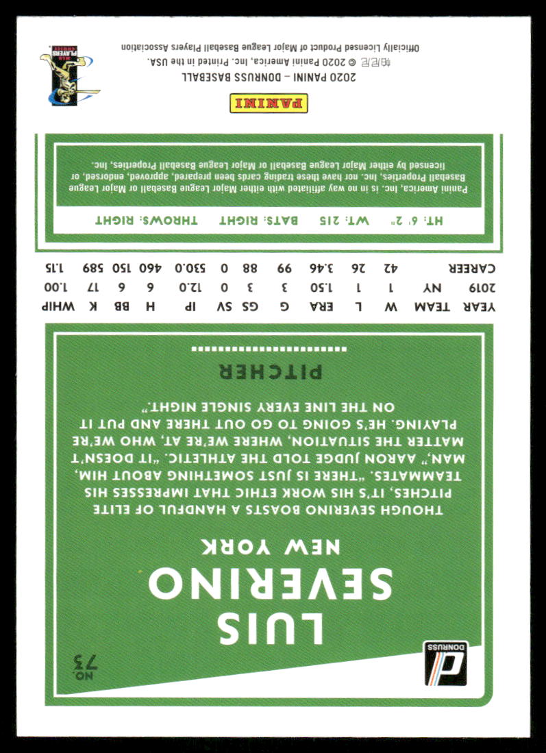 2020 Donruss Luis Severino #73 Baseball