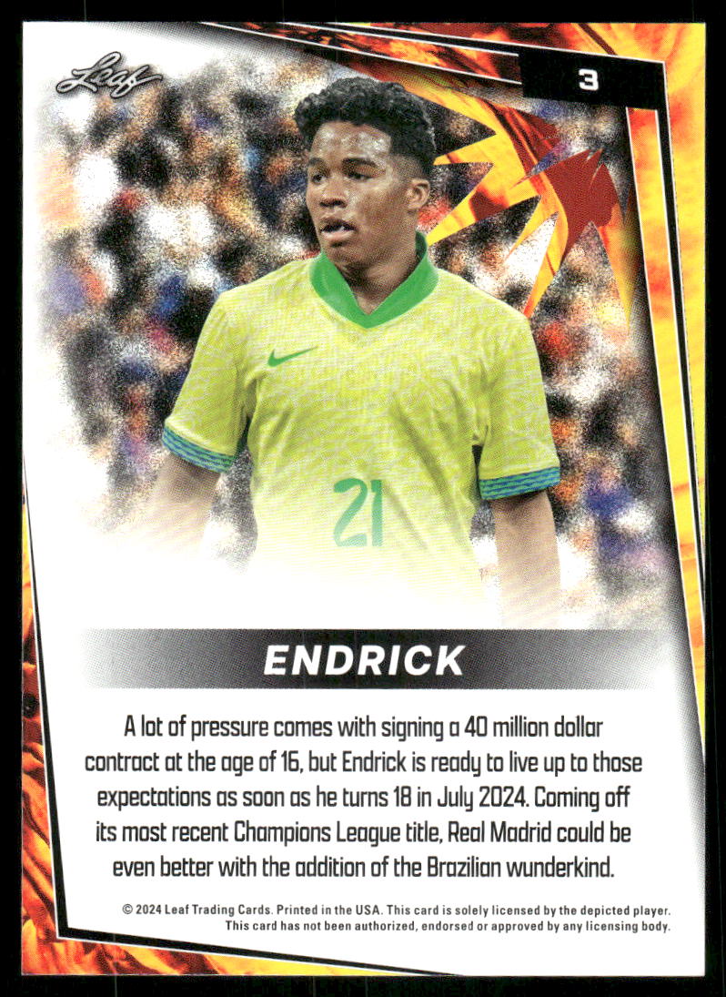 2024 Leaf Endrick #3 White Soccer