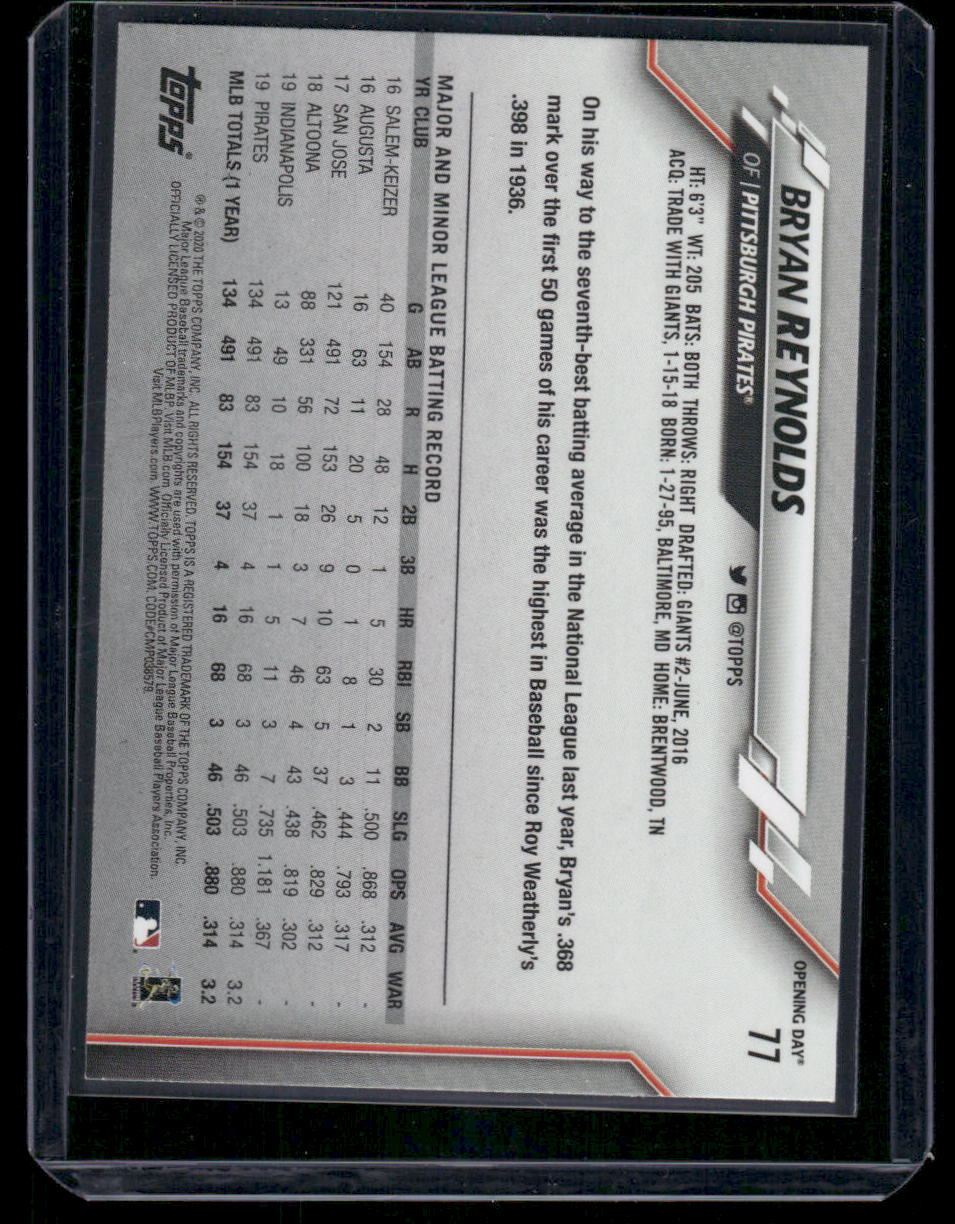 2020 Topps Opening Day Bryan Reynolds #77 Baseball