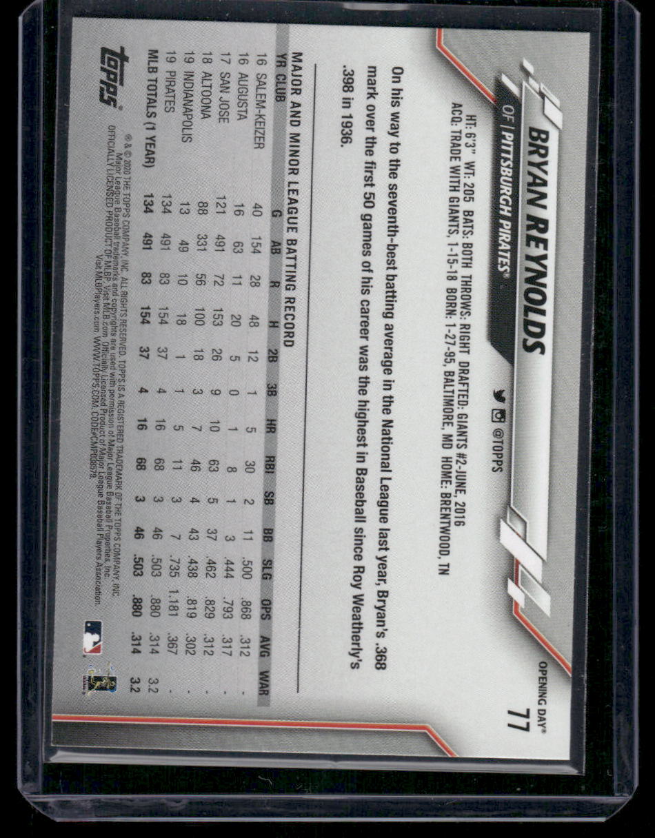 2020 Topps Opening Day Bryan Reynolds #77 Baseball