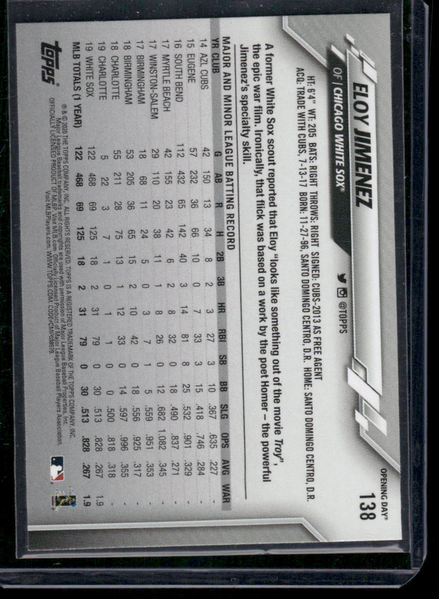 2020 Topps Opening Day Eloy Jimenez #138 Baseball