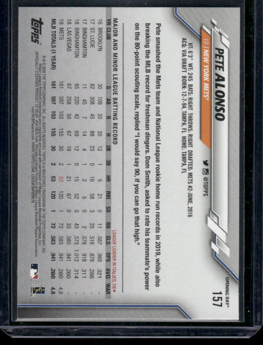 2020 Topps Opening Day Pete Alonso #157 Baseball