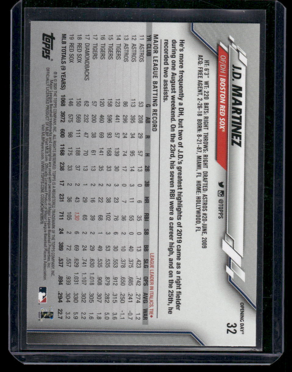 2020 Topps Opening Day J.D. Martinez #32 Baseball