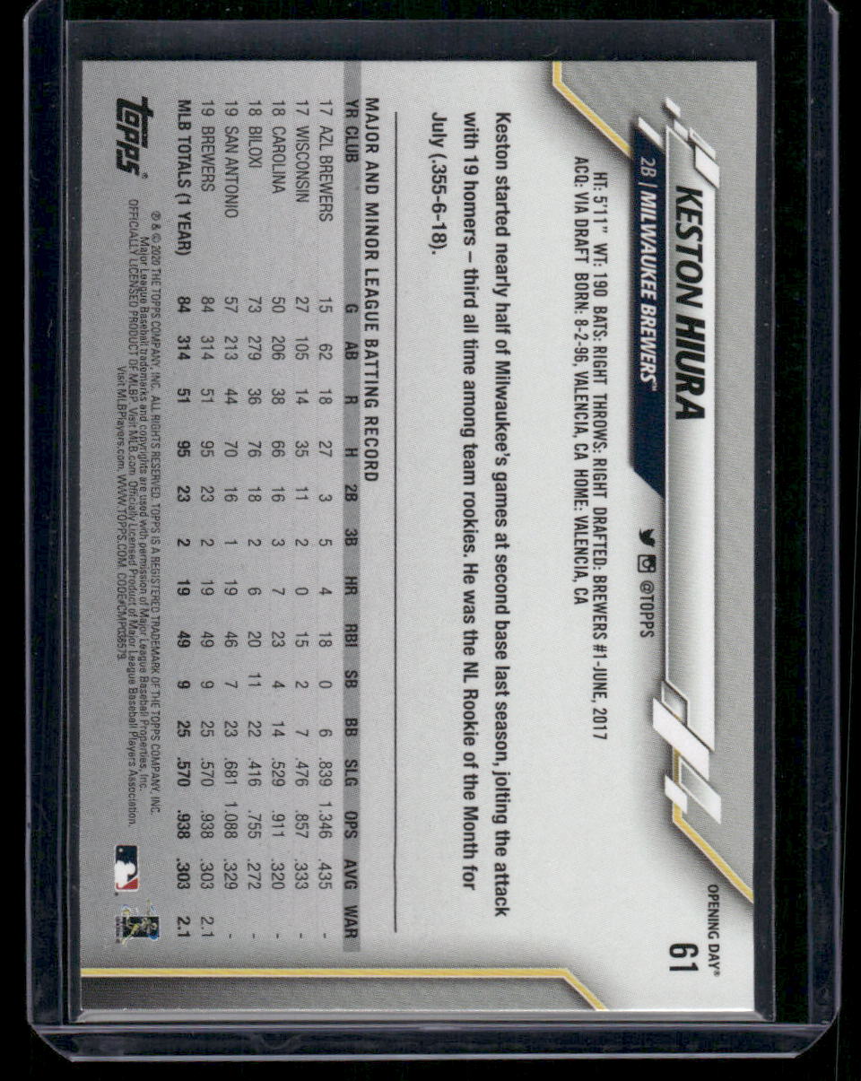 2020 Topps Opening Day Keston Hiura #61 Baseball