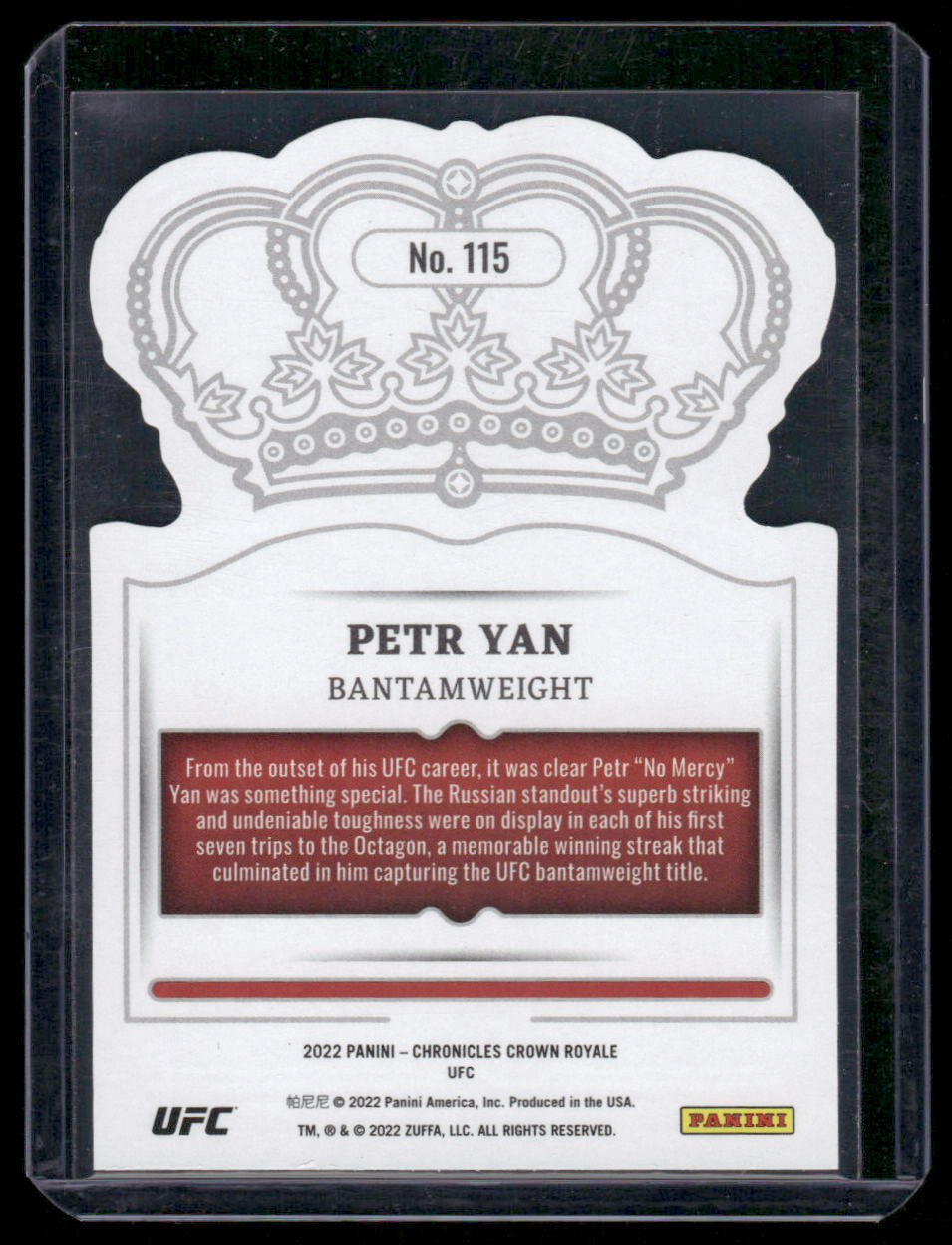 2022 Panini Chronicles Crown Royale UFC Petr Yan #115 Mixed Martial Arts (MMA)