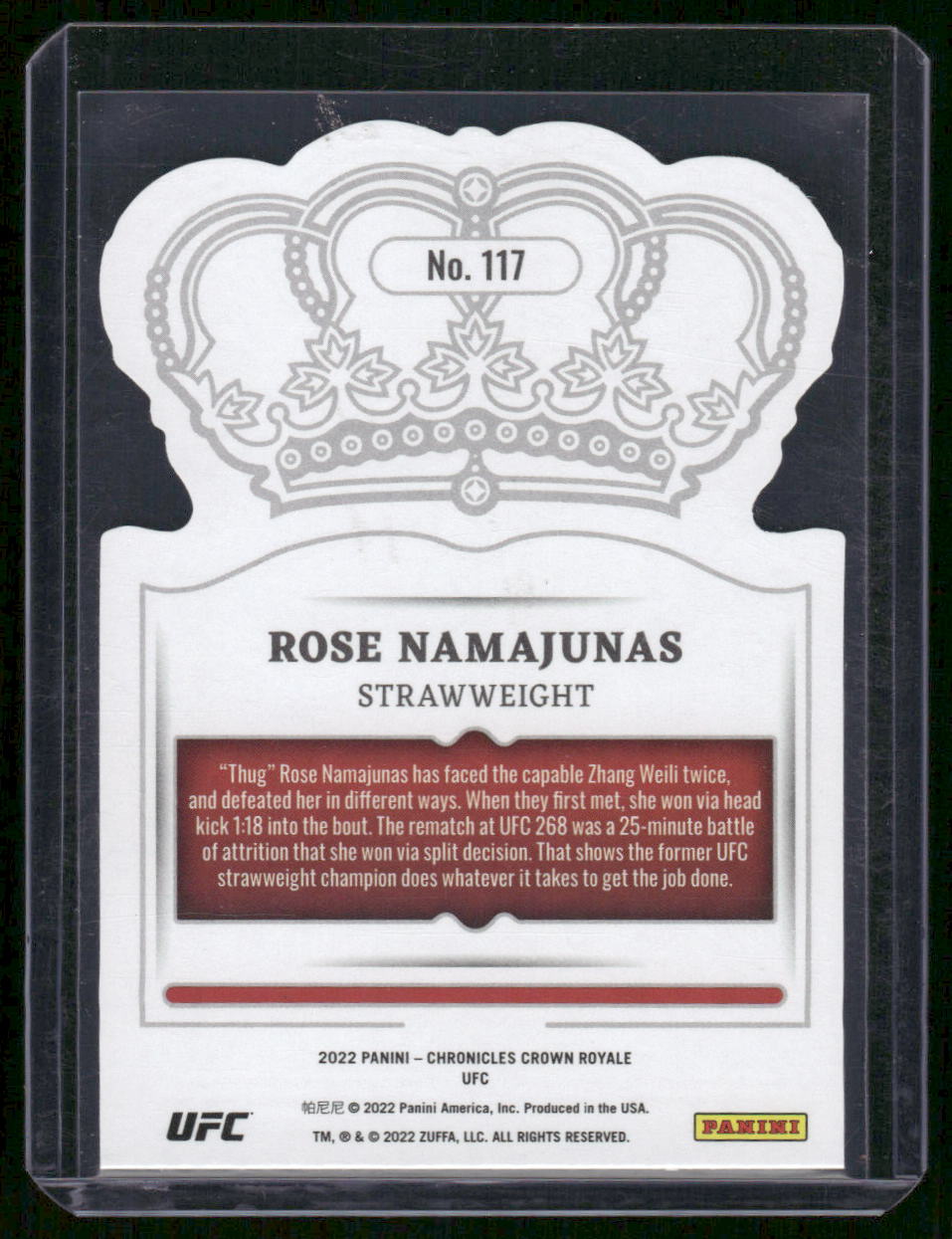 2022 Panini Chronicles Crown Royale UFC Rose Namajunas #117 (MMA)