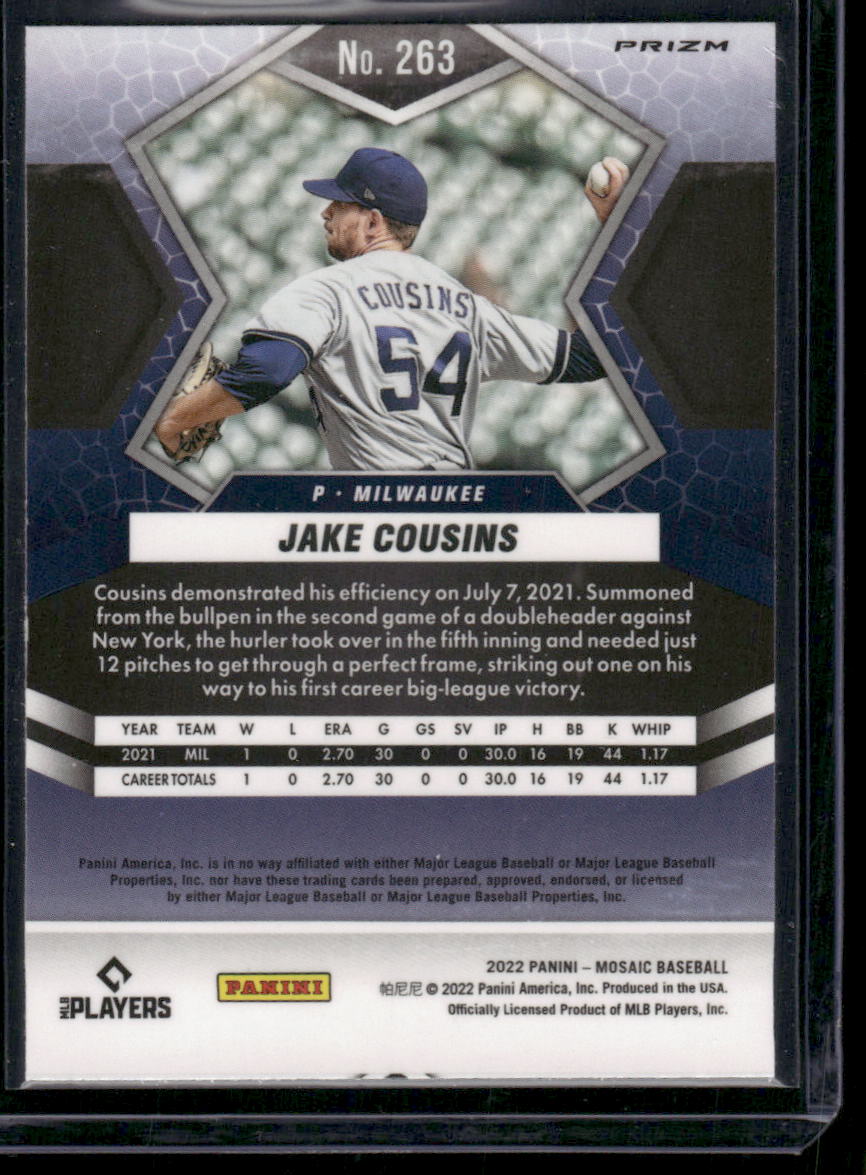 2022 Panini Mosaic Prizm Jake Cousins #263 Pink RC Baseball