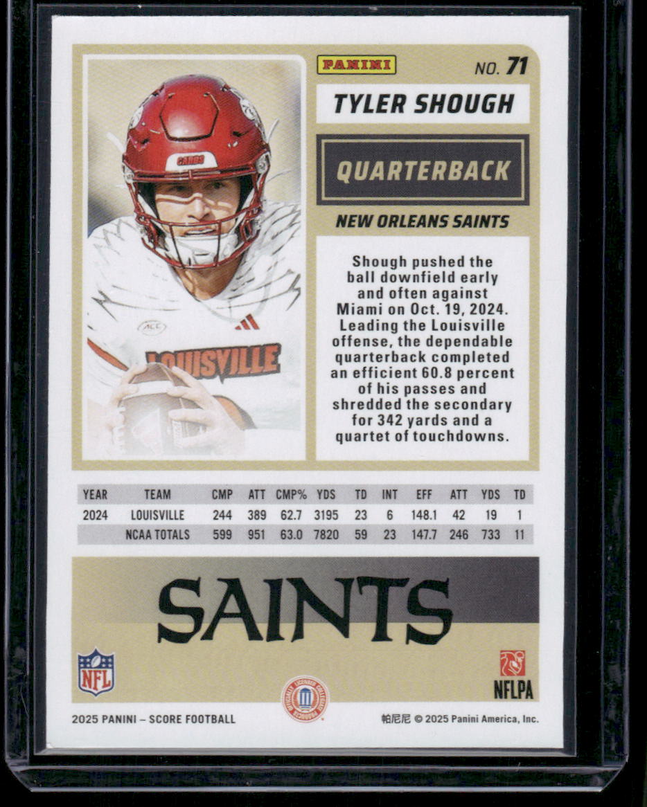 2025 Panini Score Rookie Tyler Shough #71 RC Football