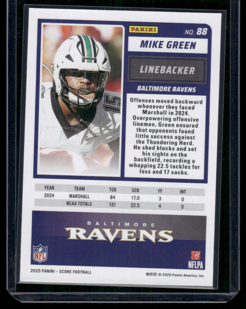 2025 Panini Score Football Mike Green #88 RC Football