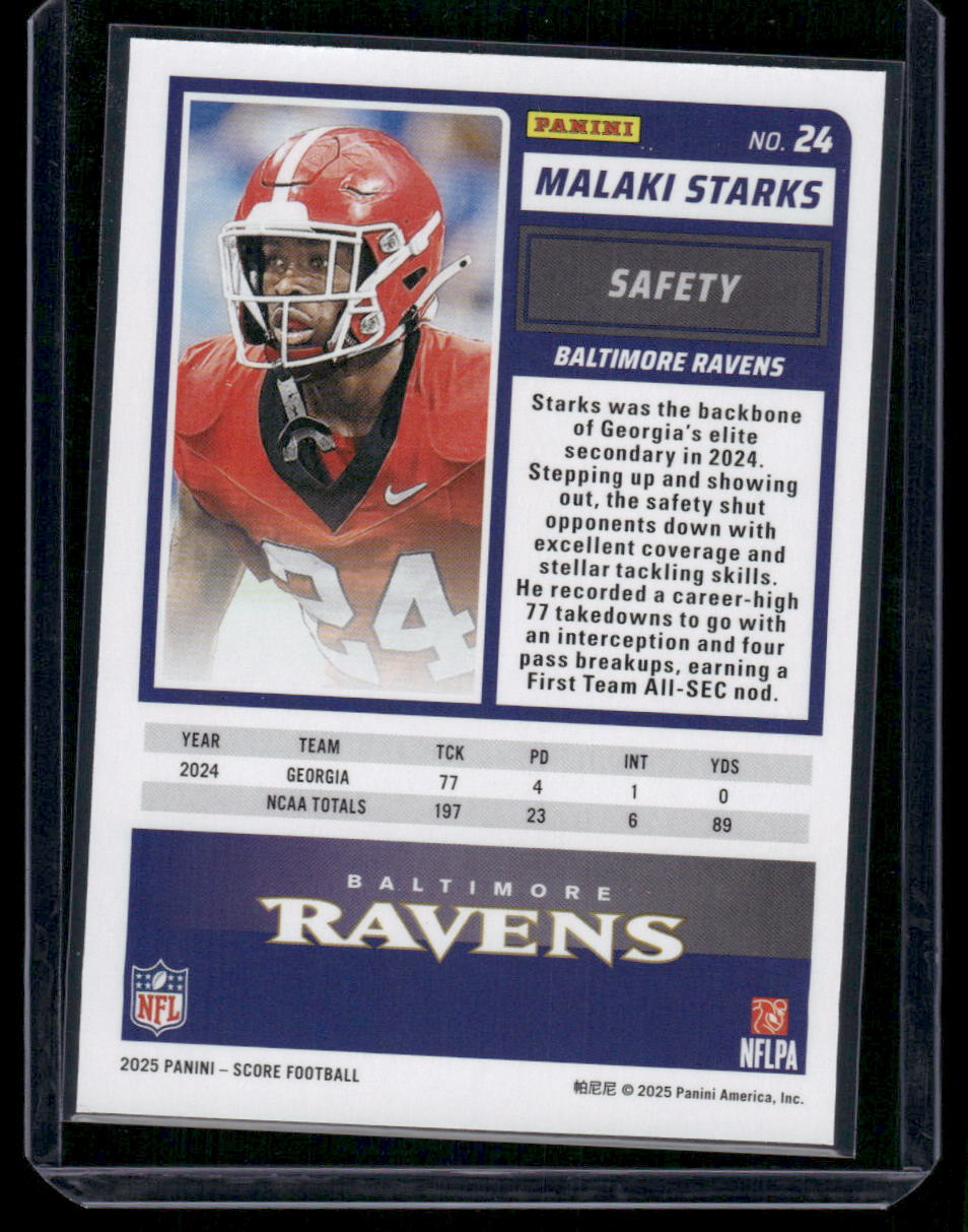 2025 Panini Score Football Malaki Starks #24 RC Football