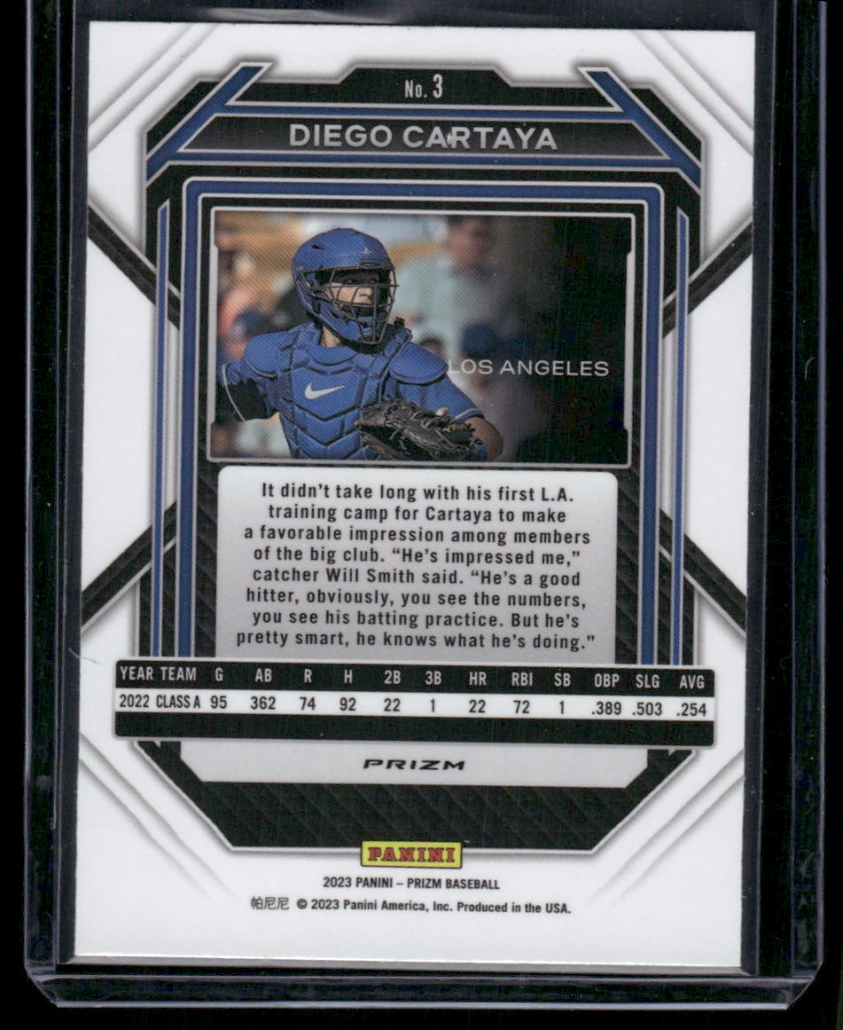 2023 Panini Prizm Diego Cartaya #No. 3 Blue Mojo Baseball