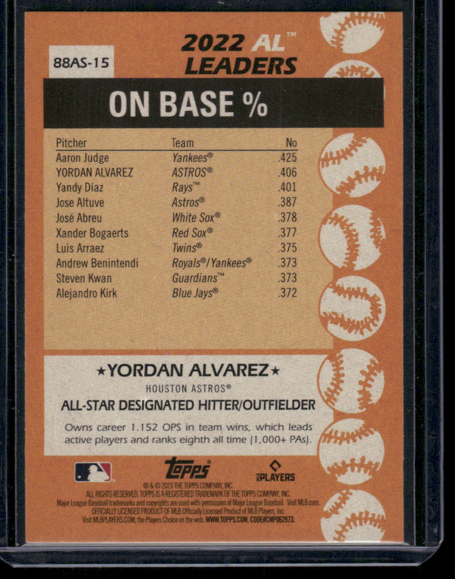 2023 Topps All-Star American League 35th Anniversary Yordan Alvarez #88AS-15 Baseball