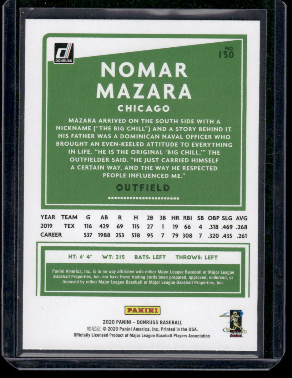 2020 Donruss Baseball Nomar Mazara #130 Baseball