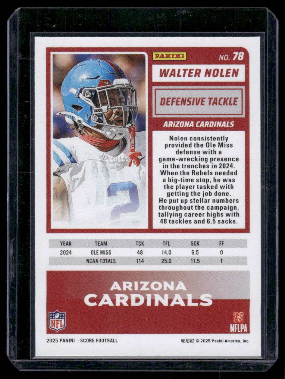 2025 Panini Score Walter Nolen #78 RC Football