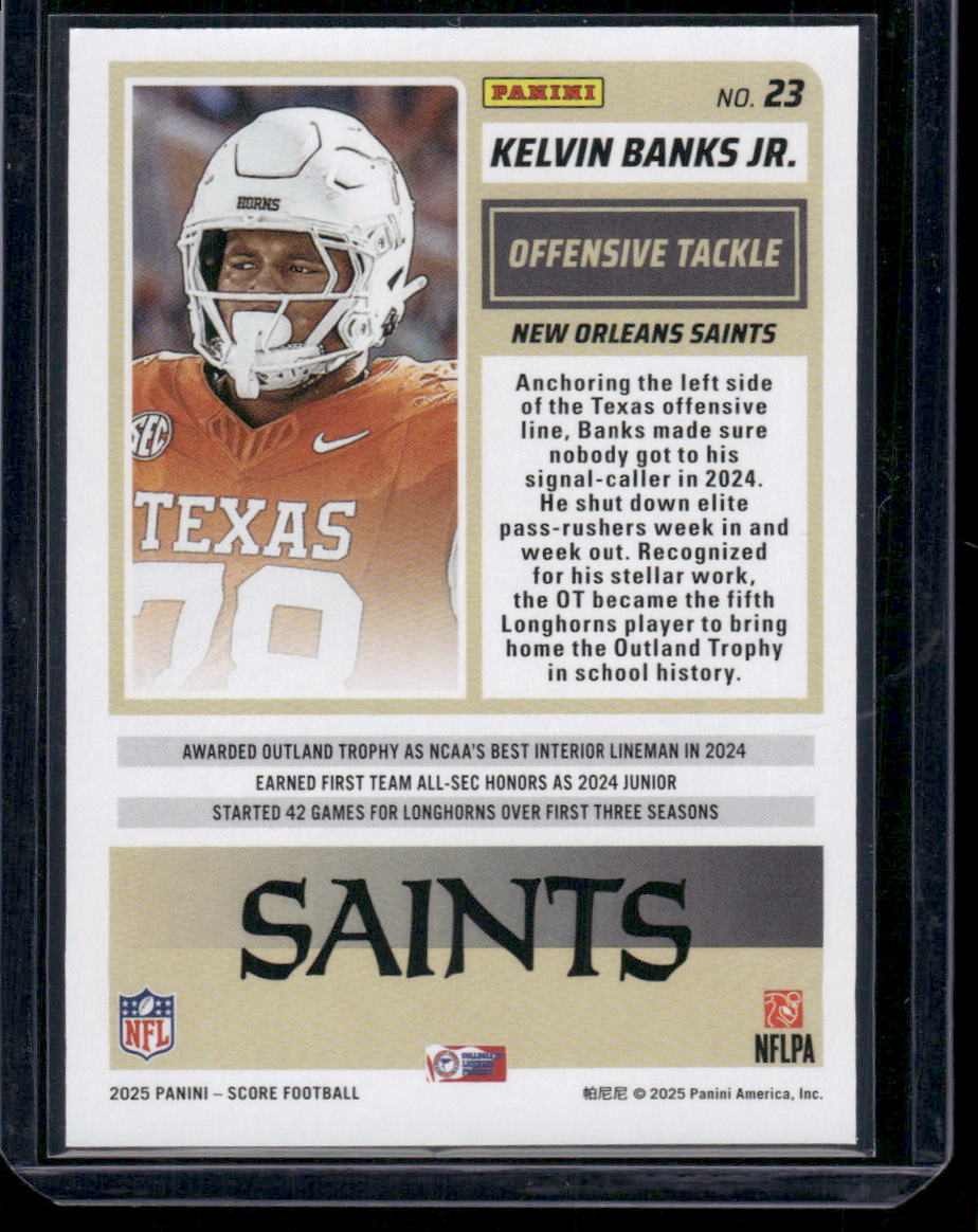2025 Panini Score Rookie Kelvin Banks Jr. #23 RC Football