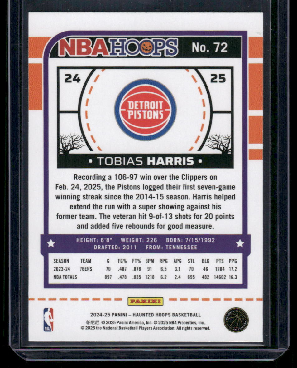 2024-25 Panini NBA Hoops Haunted Hoops Tobias Harris #72 14/31 Basketball