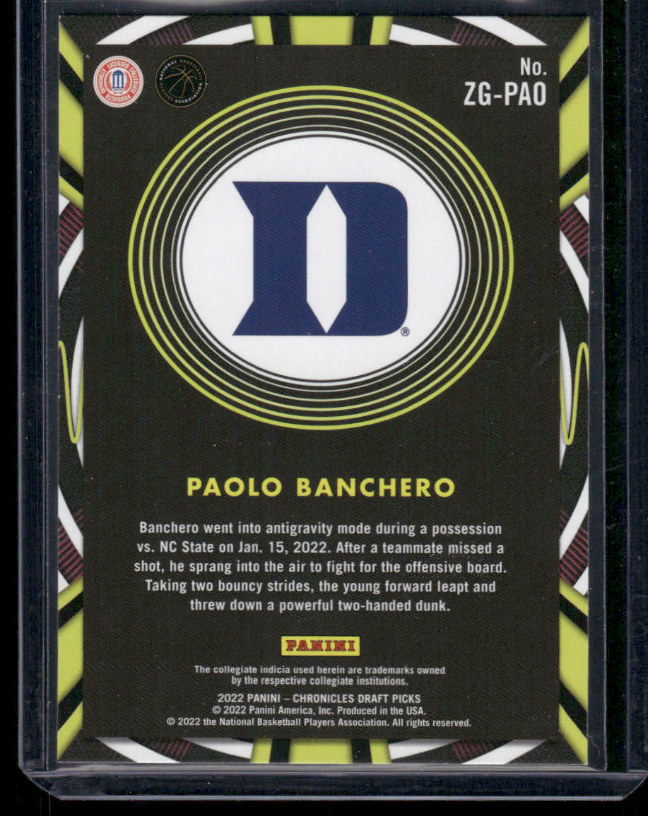 2022 Panini Chronicles Draft Picks Gamma Rays Paolo Banchero #ZG-PAO Pink RC