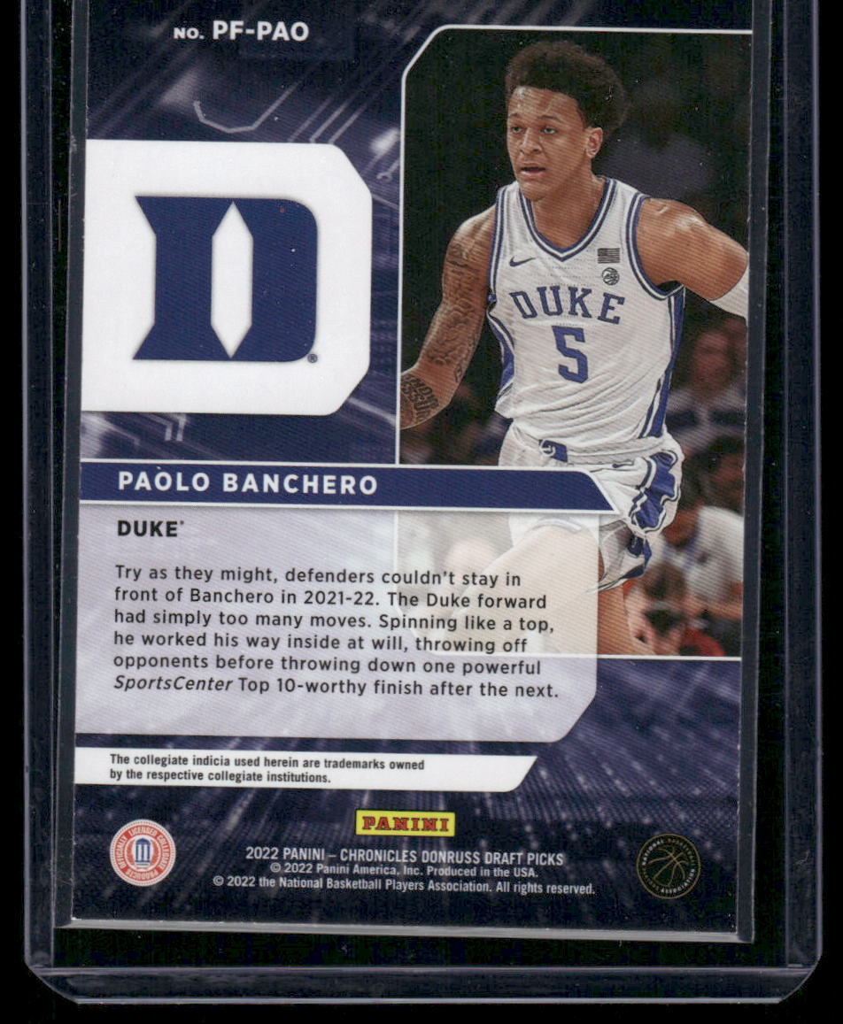 2022 Panini Chronicles Donruss Draft Picks Power Formulas Paolo Banchero #PF-PAO
