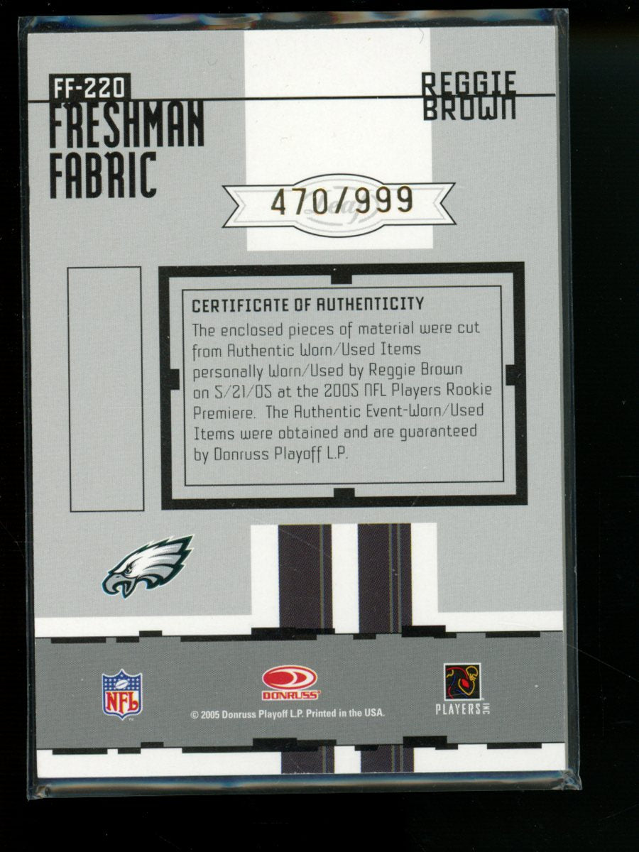 2005 Donruss Leaf Materials Reggie Brown #FF-220 Rookie Patch Freshman Fabric