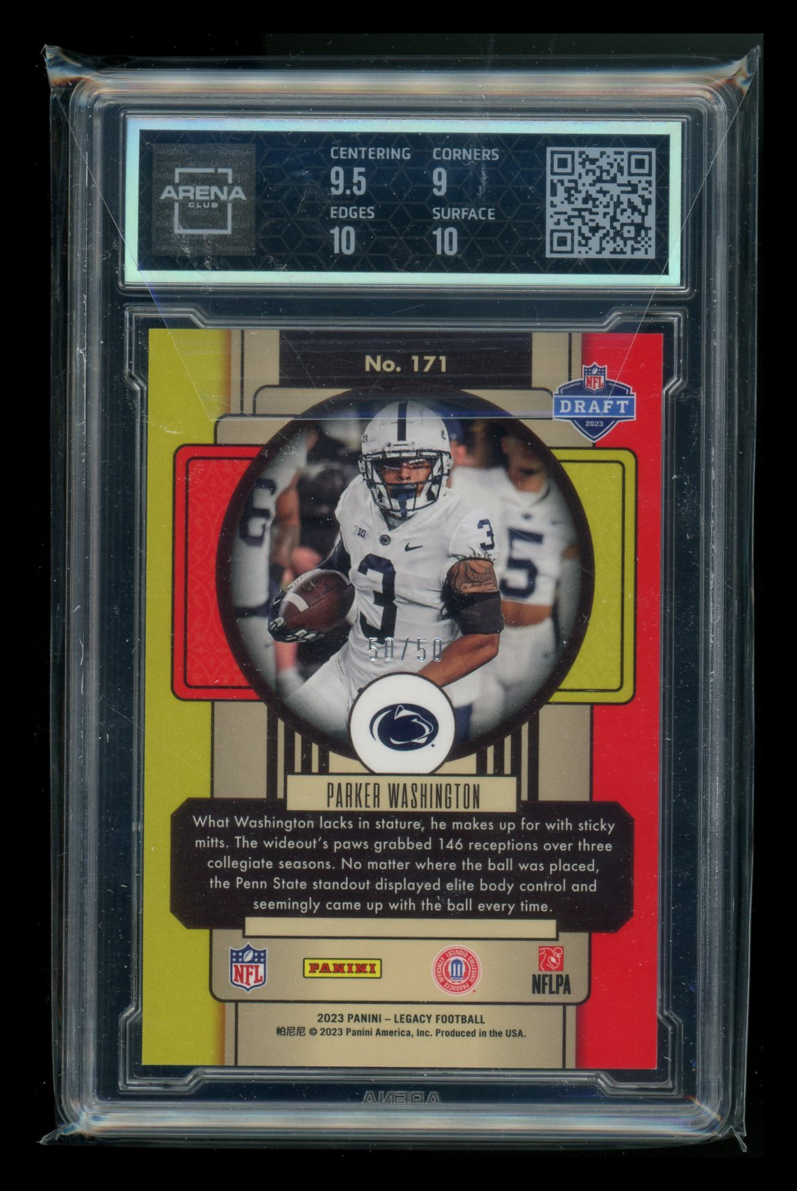 2023 Panini Legacy Premium Edition Ruby Parker Washington #171 50/50 RC AC 9.5