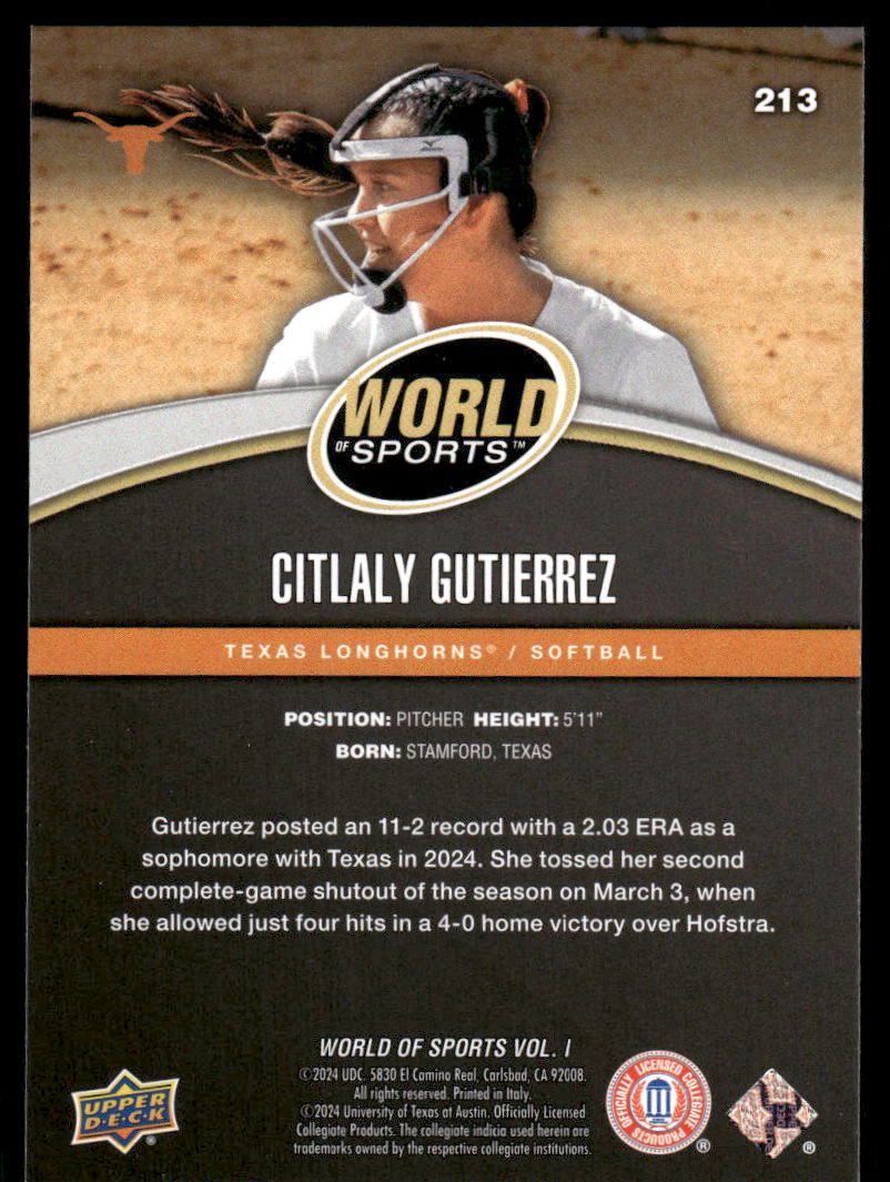 2025 Upper Deck World Sports Citlaly Gutierrez #213 / Softball