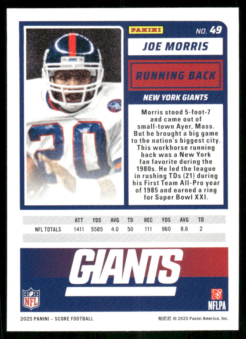 2025 Score A Treat Joe Morris #49 Football