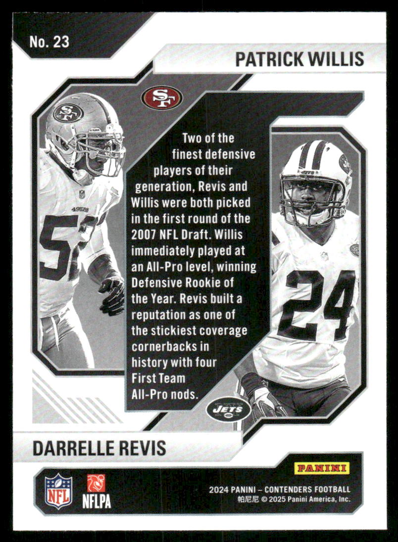 2024 Panini Contenders Football Darrelle Revis / Willis 23 Historic Dual Class