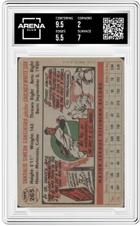1956 Topps Sandy Consuegra #265 Baseball Arena Club 2.5