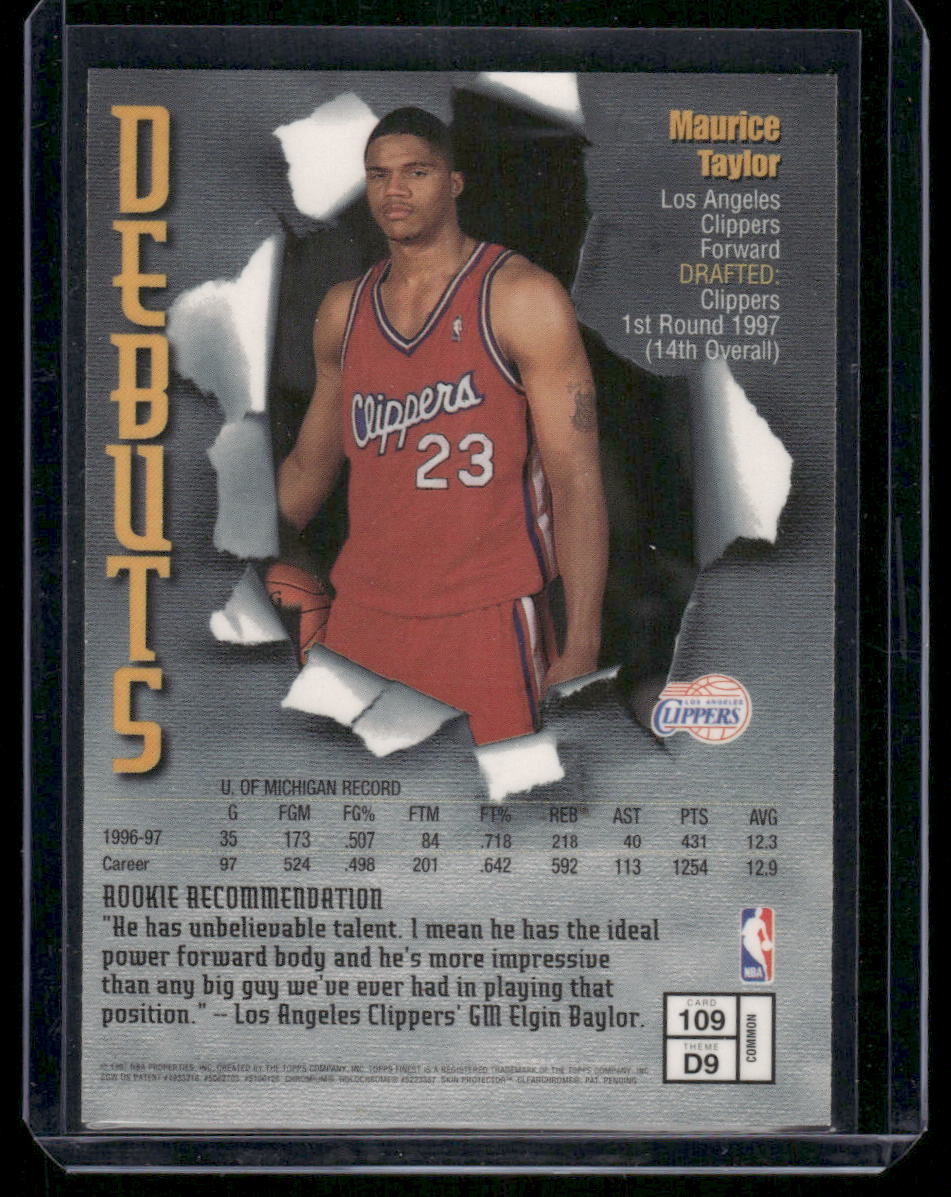 1997-98 Topps Debuts Maurice Taylor #109 Basketball