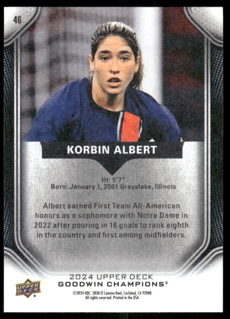 2024 Upper Deck Goodwin Champions Korbin Albert #46 Soccer