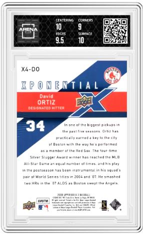2008 Upper Deck X David Ortiz #X4-DO Xponential 4 Baseball Arena Club 9.5