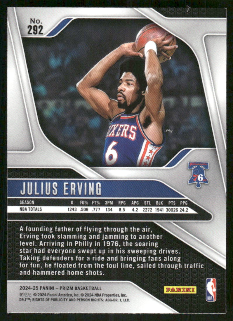 2024-25 Panini Prizm Basketball Julius Erving #292 Basketball