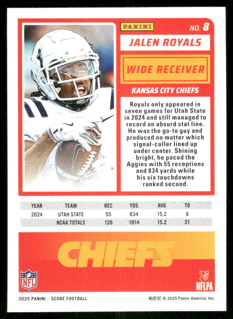 2025 Score A Treat Jalen Royals #8 RC Football