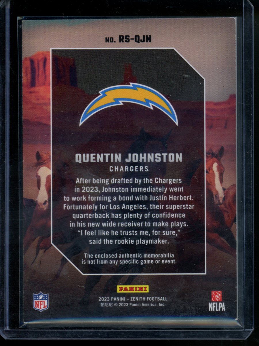 2023 Panini Zenith Rookie Stallions Quentin Johnston #RS-QJN RC Patch Football