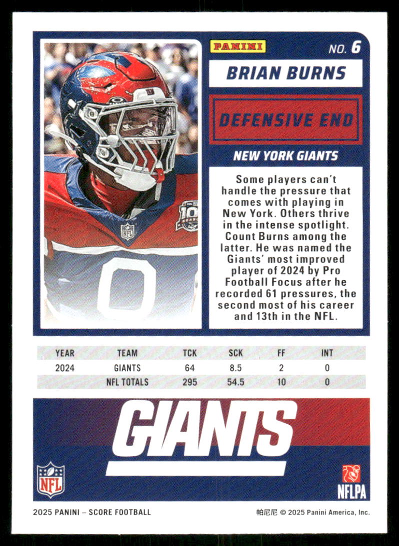 2025 Score a Treat Brian Burns #6 Football