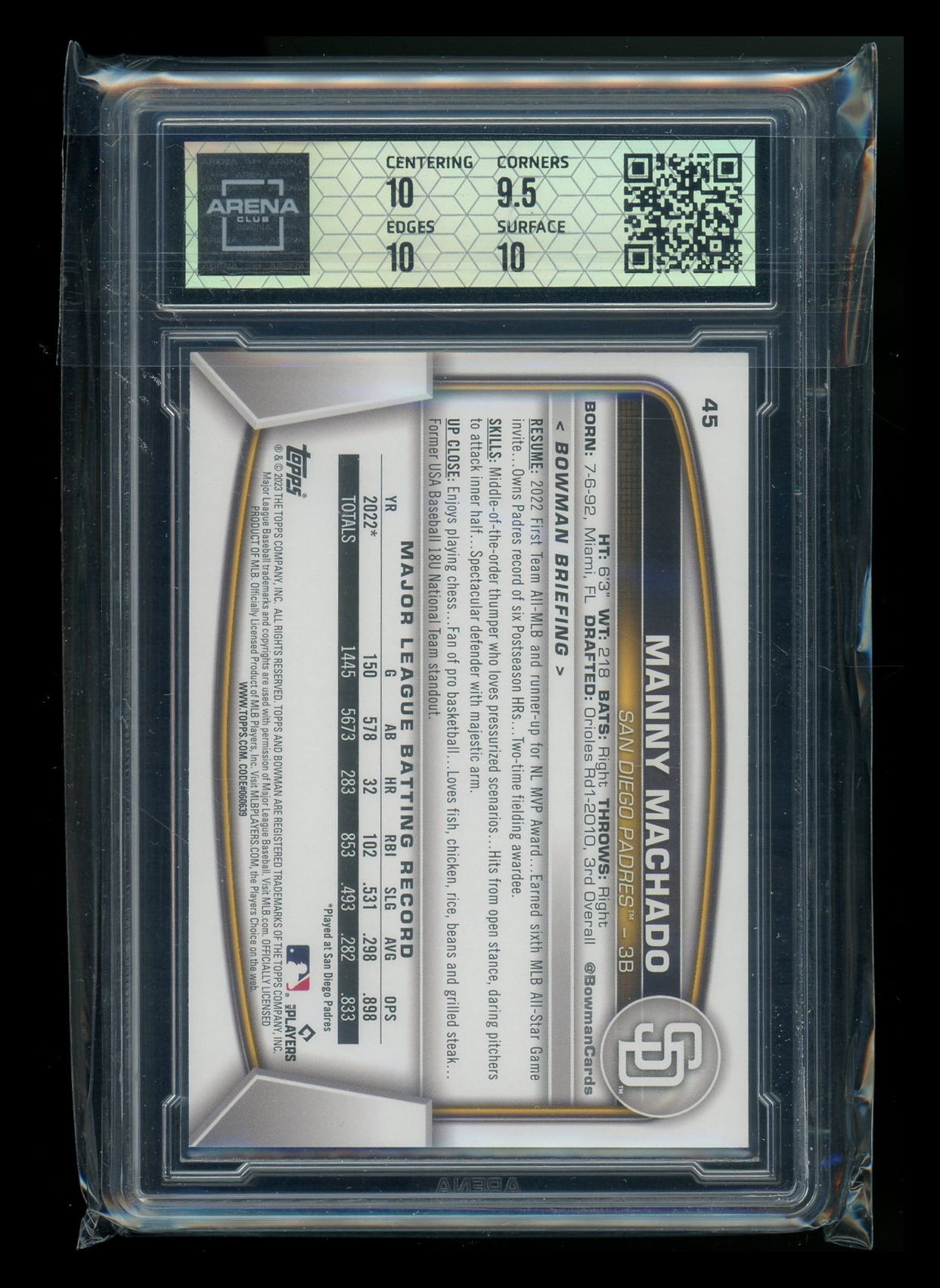 2023 Bowman Manny Machado #45 Baseball Arena Club 10