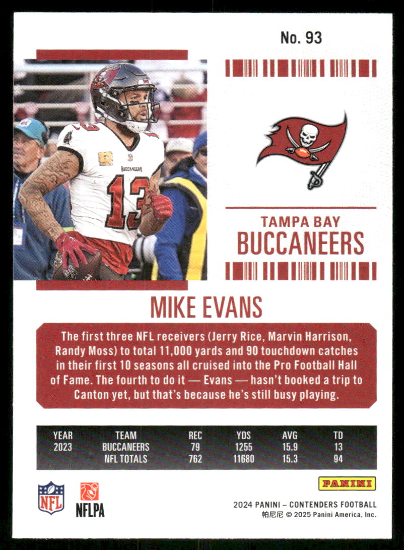 2024 Panini Contenders Football Mike Evans #93 Bronze Football