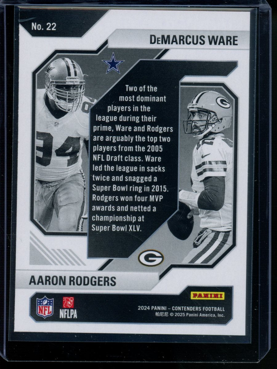 2025 Panini Contenders Aaron Rodgers DeMarcus Ware #22 Football
