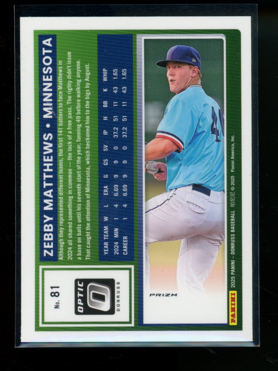 2025 Donruss Zebby Matthews #81 Orange Rated Rookie Baseball