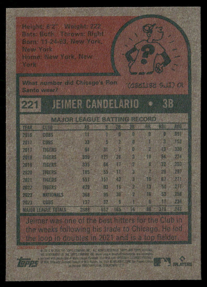 2024 Topps Heritage Jeimer Candelario #221 Baseball