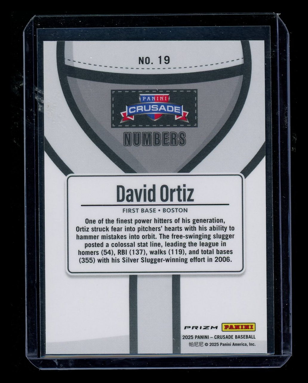 2025 Panini Prizm Crusade Baseball David Ortiz #19 Baseball